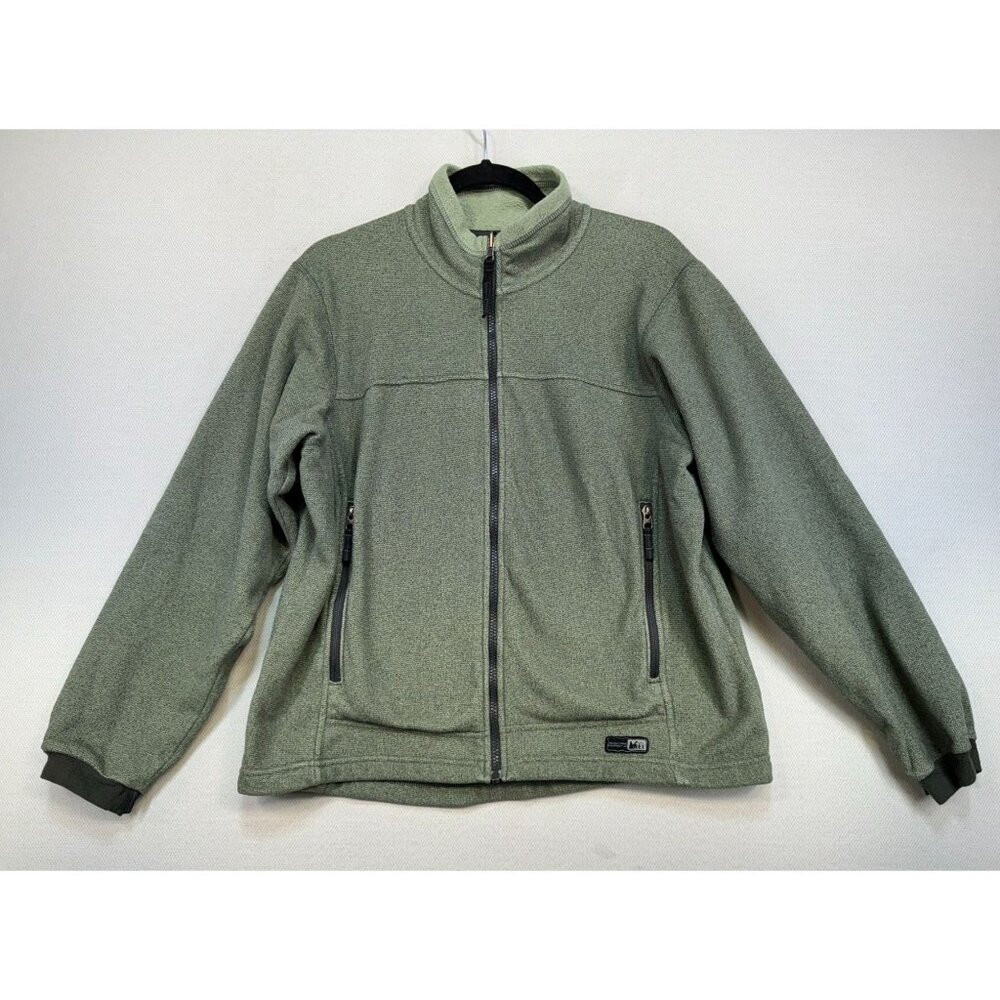 REI Recreational Equipment Inc. Womens Zip-Up Fleece Jacket Large Green Pockets